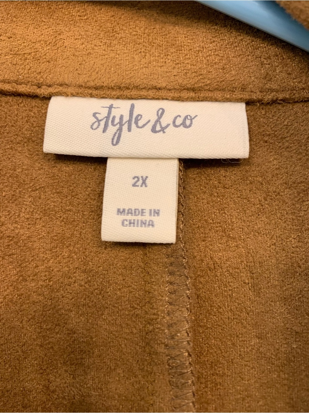 Style & Co. Plus-Size Suede Moto Jacket in Cognac 2X - Picture 14 of 16